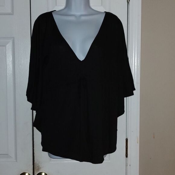 Black butterfly style  sleeve top Sz XL - Picture 1 of 5